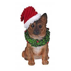 Χριστουγεννιάτικο Διακοσμητικό Σκυλάκι με Σκουφάκι -  Λυκόσκυλο (13cm)